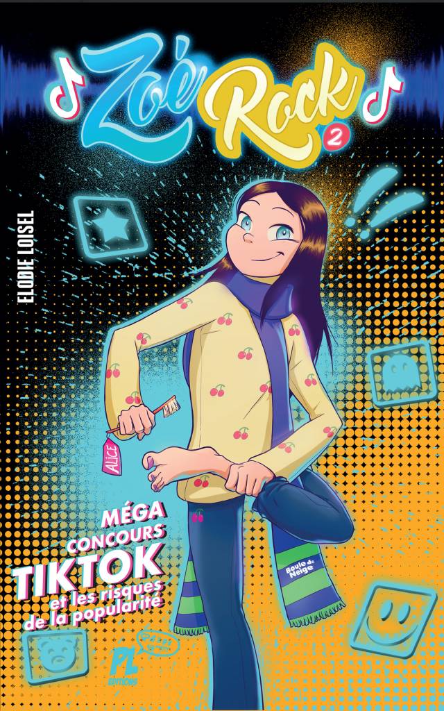 Couverture du livre Zoé Rock T2, un roman jeunesse plein de rires et de chaos où Zoé, sa mamie et leurs amis se préparent pour un concours TikTok avec une compétition de folie !